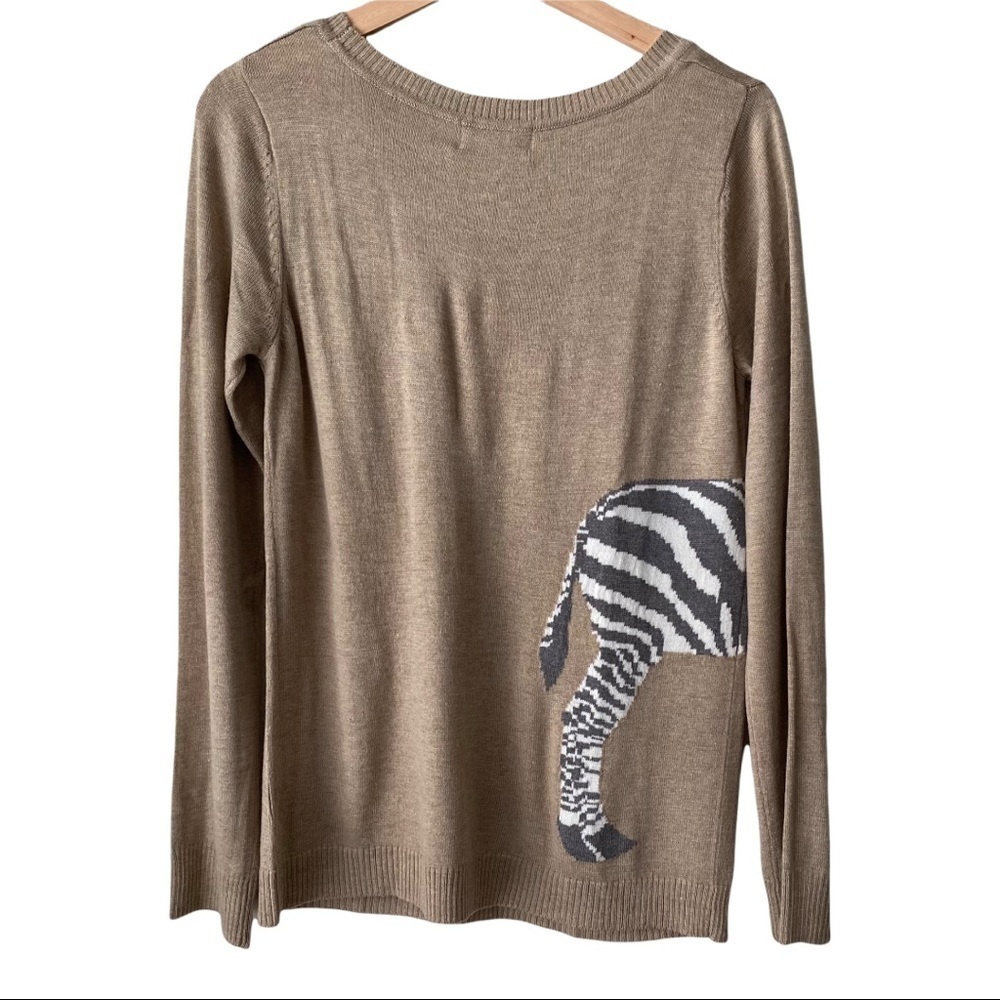 Pink Rose Crew Neck Soft Sweater With Zebra NWT - Picture 2 of 6